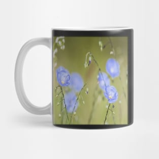 Blue Calming Flowers on Soft Focus Green Background Floral Print Happy Inspirational Design Cute Vacation Beach Wear & Gifts Mug